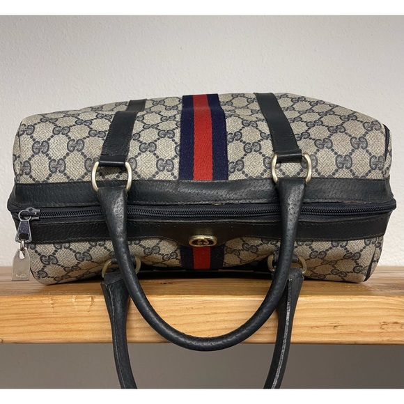 Gucci Vintage Sherry Line Guccissima Canvas Leather Trim Boston Bag - Picture 5 of 14